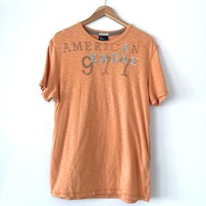Vintage American Eagle Outfitters Embroidered Tee Orange sz L Y2K Preppy Casual